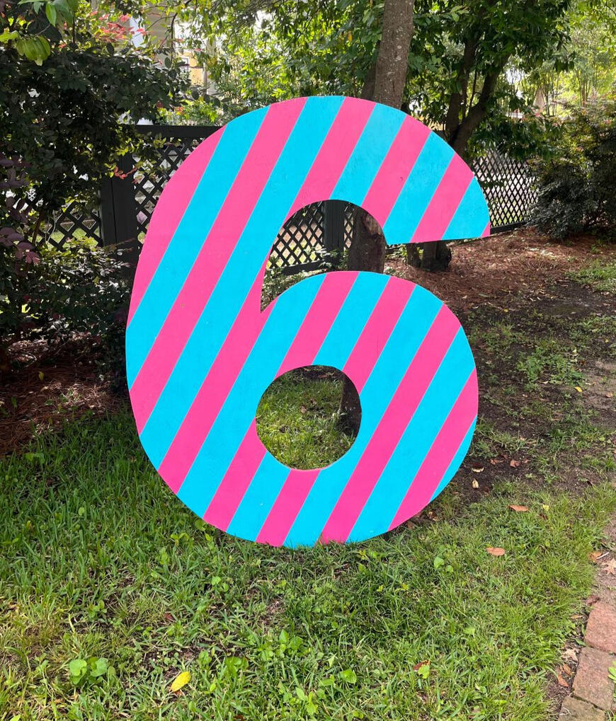Six - Turquoise &amp; Pink Stripe (BIG)