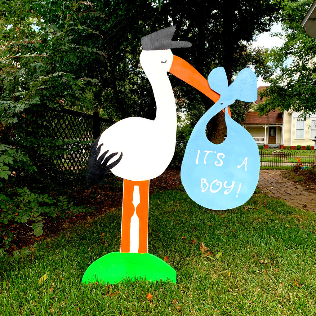 Stork with &quot;It&#39;s a boy&quot;