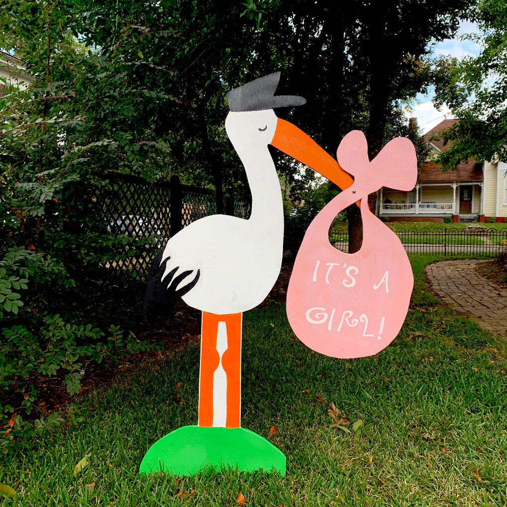 Stork with &quot;It&#39;s a girl&quot;